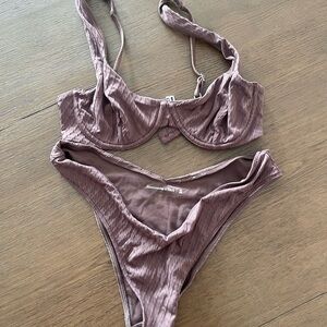 Abercrombie & Fitch Textured Brown Bikini
